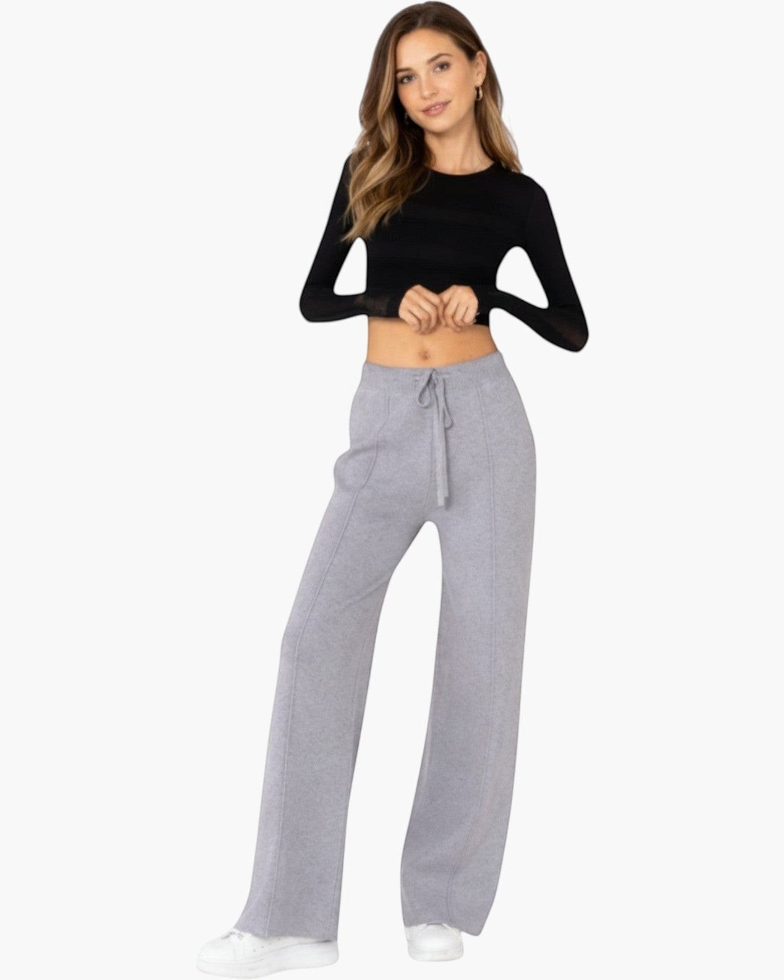 Pantalon en maille confort cocooning évasé NINA CARTER - Pantalon Femme - Nina Carter