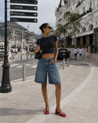Jorts en jean stretch flare évasé NINA CARTER