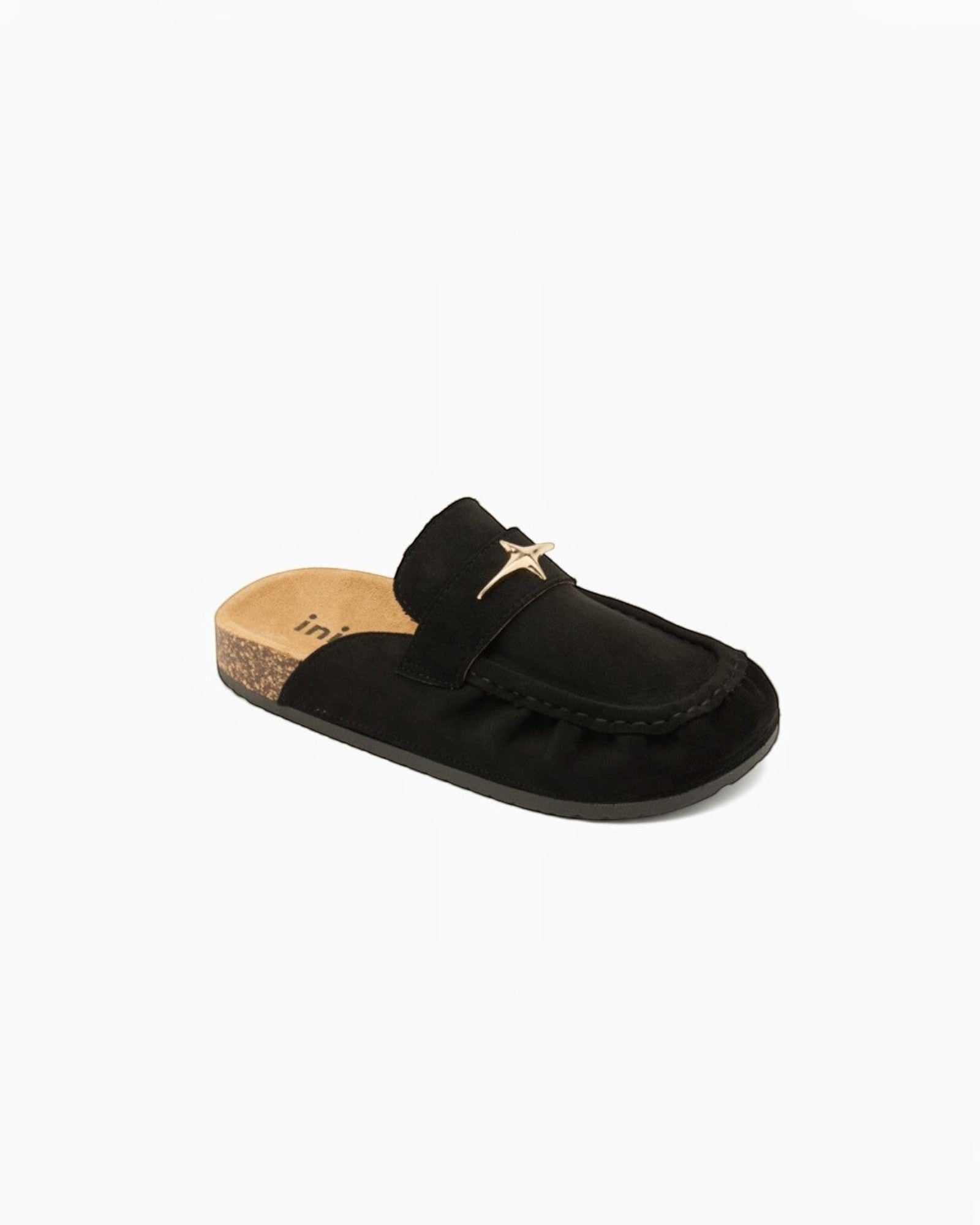 Mules en daim bijoux étoile semelle liège INIA