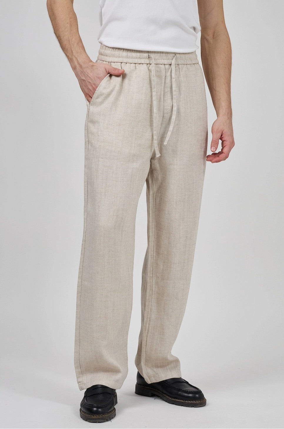 Pantalon homme en lin à taille élastique — Top Monday