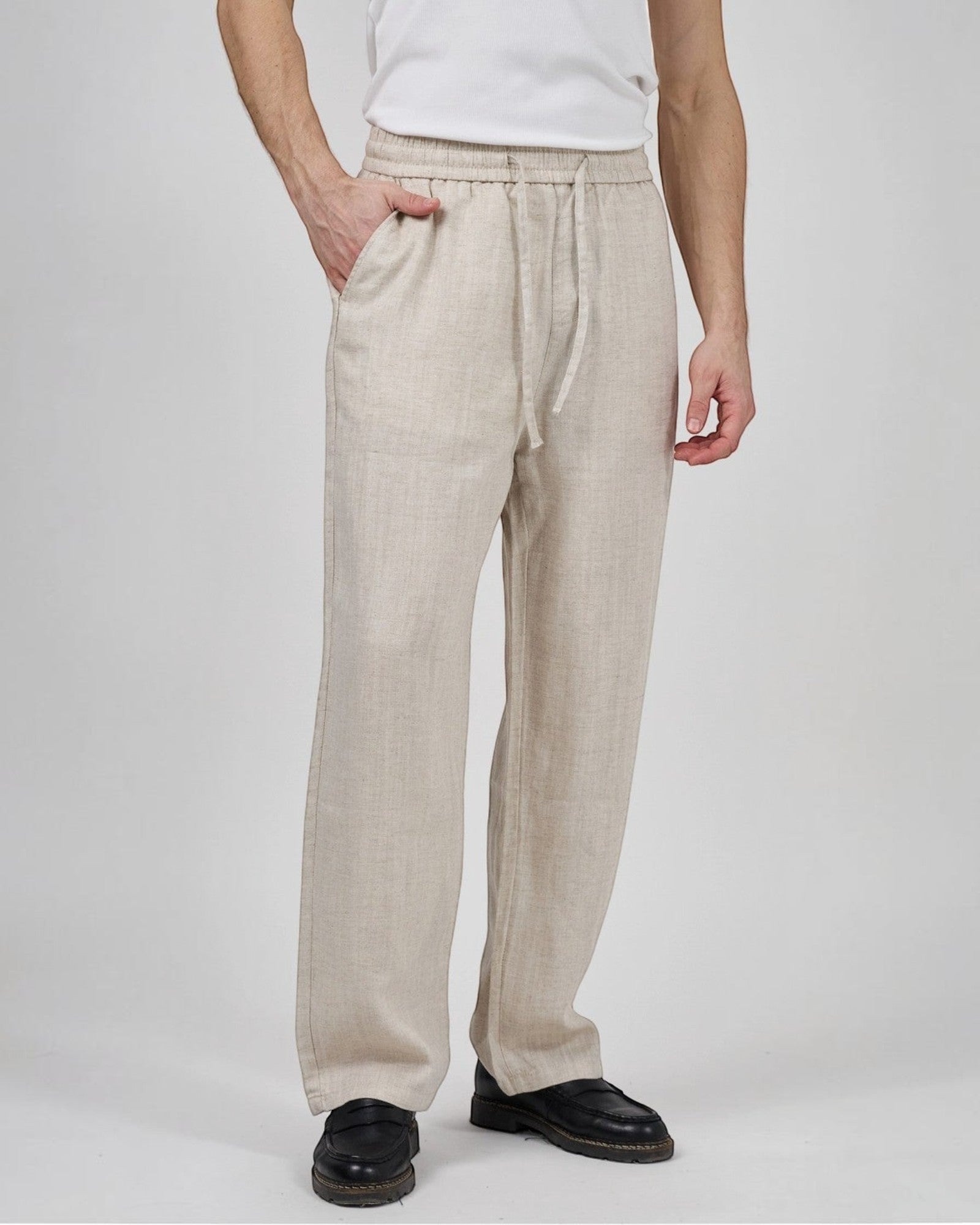 Pantalon homme en lin à taille élastique — Top Monday