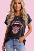 T-shirt Délavé Imprimé - Loriane - T-Shirts - LORIANE