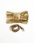 Sac à main femme or avec nœud décoratif