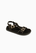 Sandales en daim avec semelle noire et bride cloutée