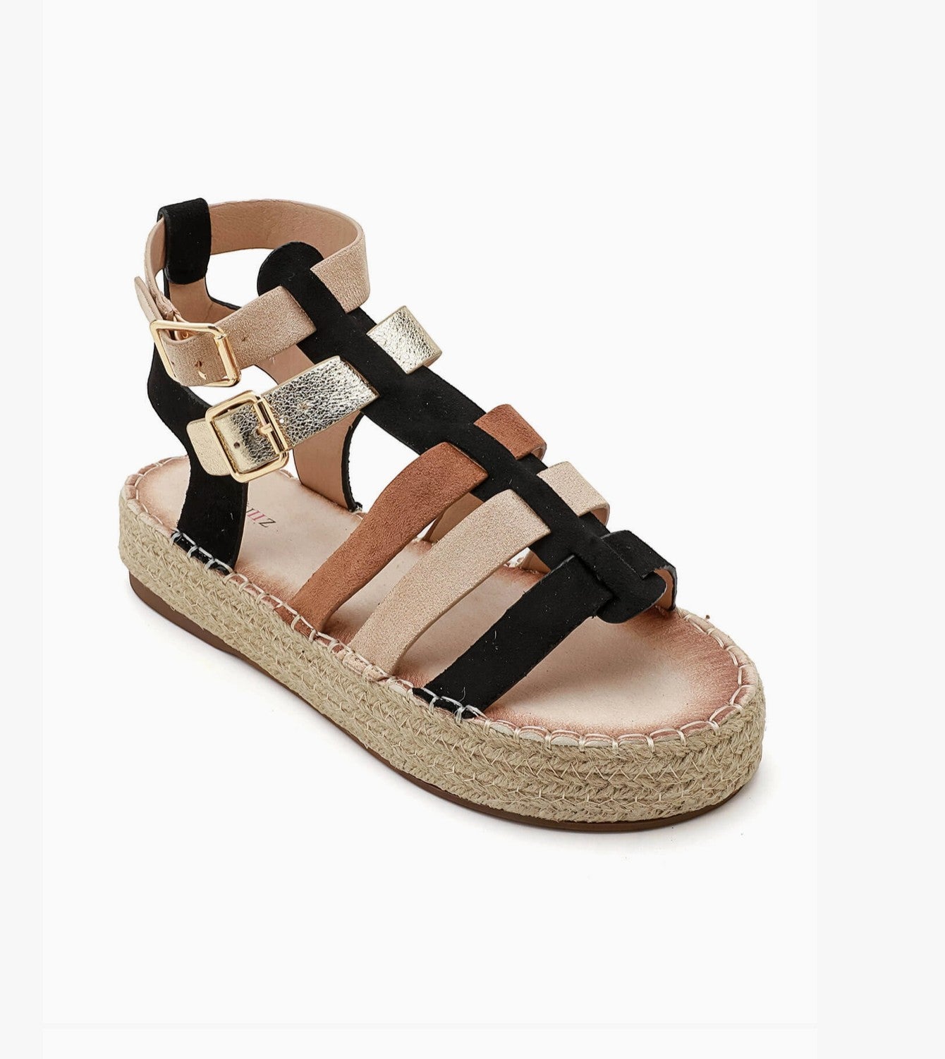 Sandales gladiator brides multicolores semelle corde IDEALSHOES