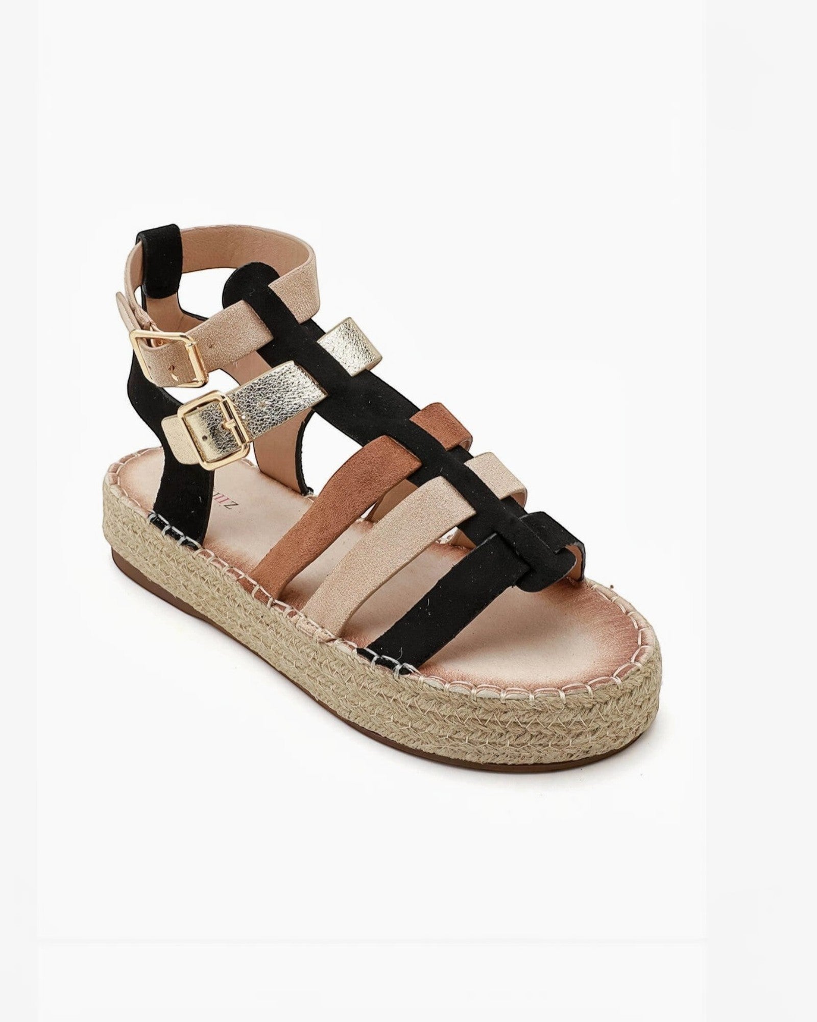 Sandales gladiator brides multicolores semelle corde IDEALSHOES