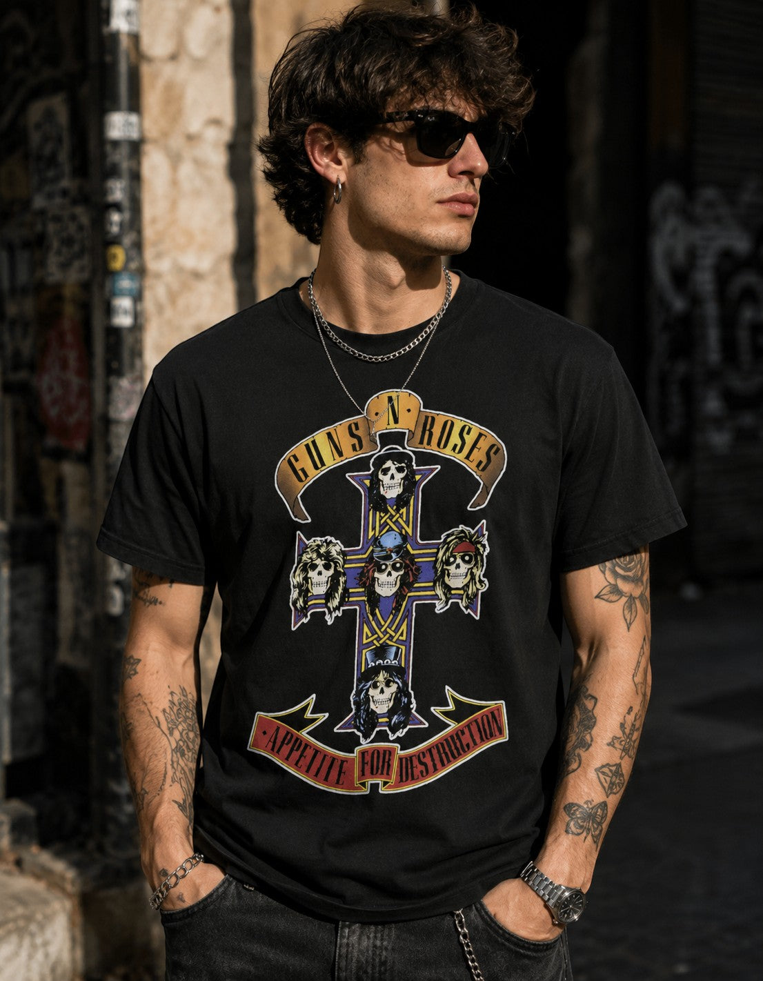 T-shirt Guns N' Roses - Croix & Bannière