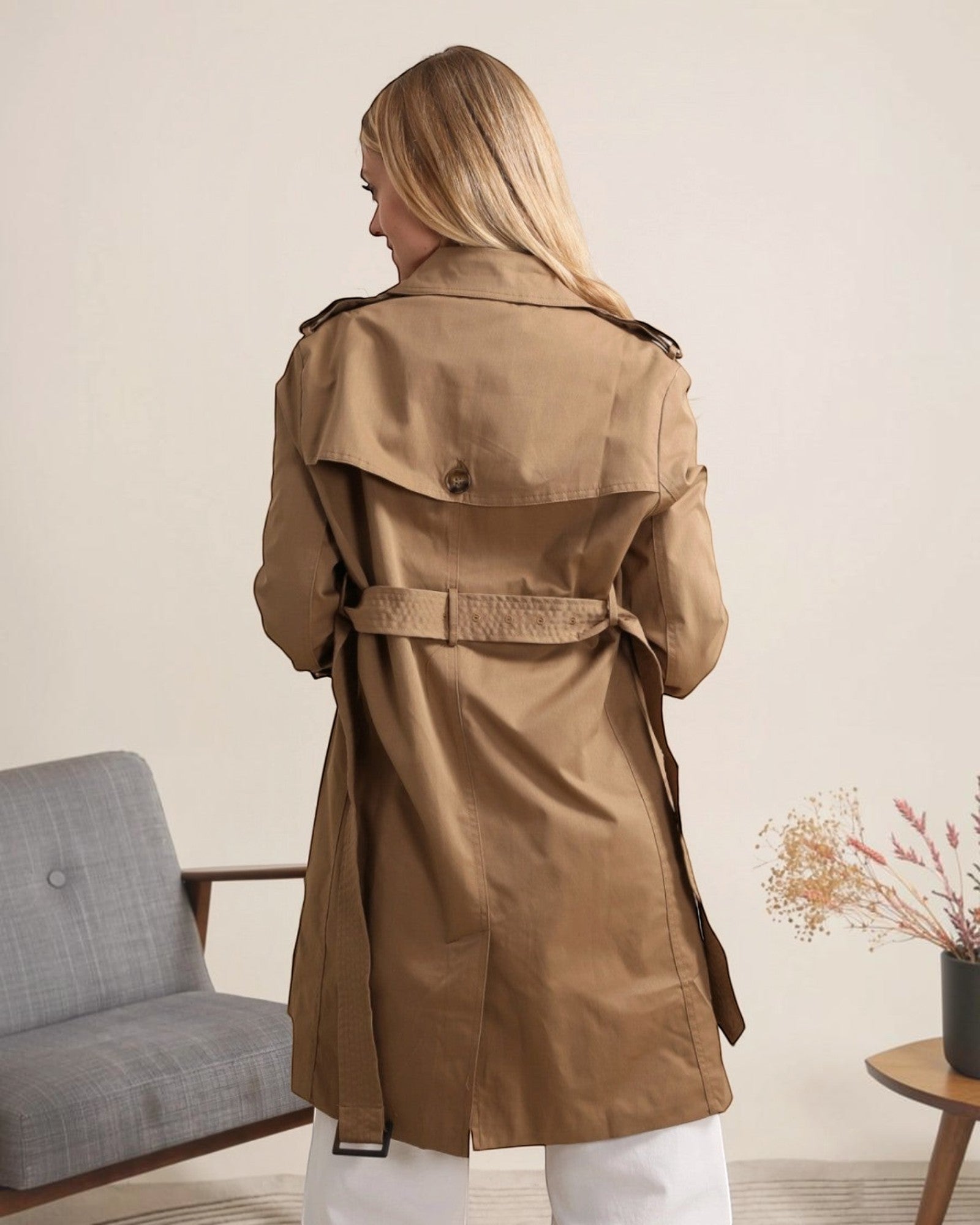 Trench coat mi-long double boutonnage avec ceinture ATTRAIT PARIS