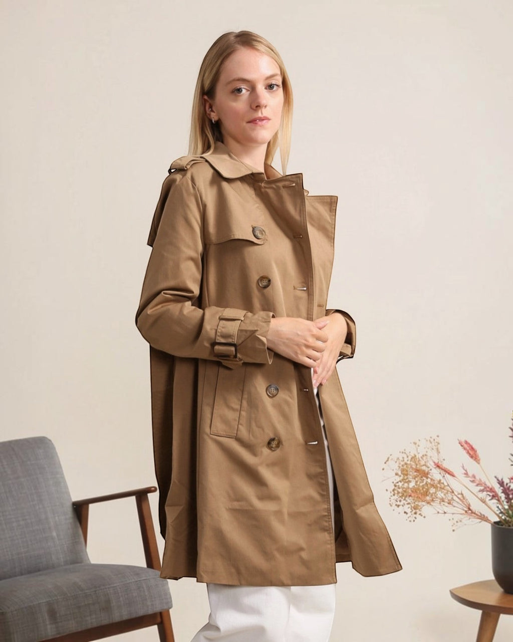 Trench coat mi-long double boutonnage avec ceinture ATTRAIT PARIS