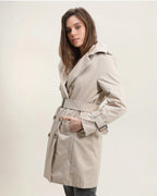 Trench coat mi-long double boutonnage avec ceinture ATTRAIT PARIS