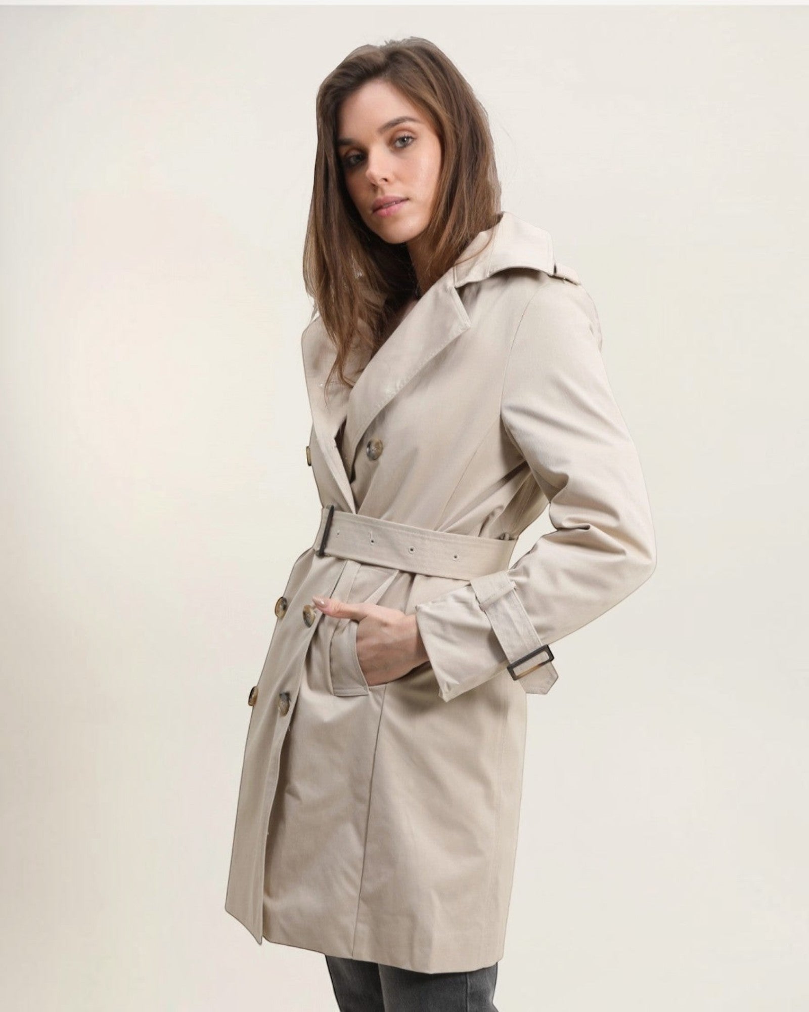 Trench coat mi-long double boutonnage avec ceinture ATTRAIT PARIS