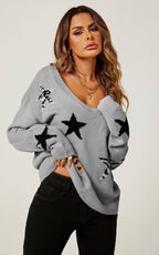 Pull  Col V Motif Animal et Étoile  FS collection