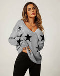Pull  Col V Motif Animal et Étoile  FS collection