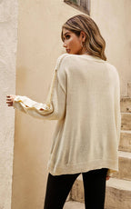 Pull confortable à boutons en beige  FS collection
