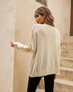 Pull confortable à boutons en beige  FS collection