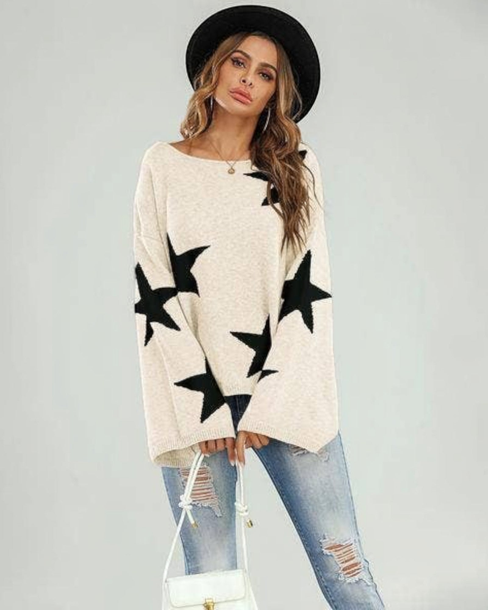Pull crème oversize à manches larges  FS collection