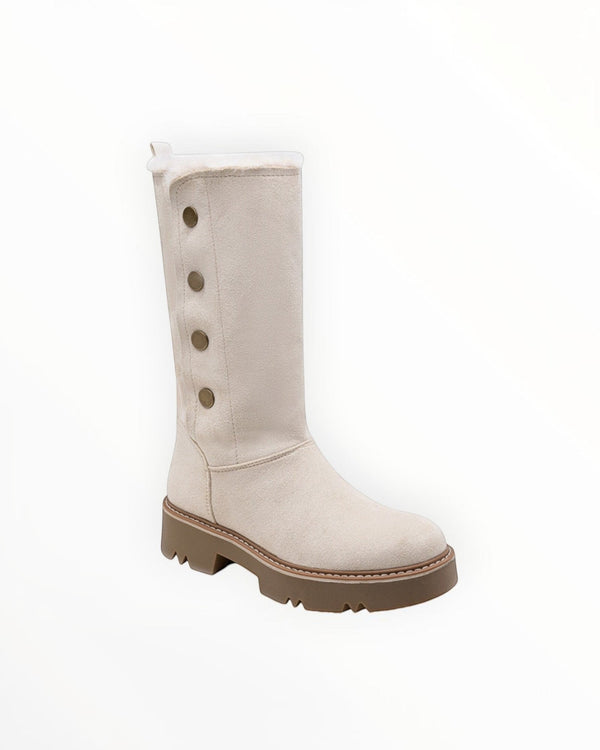 Bottes Hiver Suédine Fourrées Boutons Décoratifs – LADY GLORY - Chaussure Femme - LADY GLORY