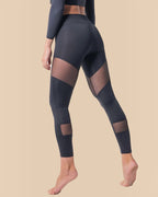 BROCK Anaissa Chypre black high-waisted sculpting sports leggings with mesh panels for ventilation and firming effect