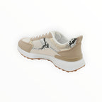BROCK baskets tendance beige et noir avec imprimé serpent et détails cousus