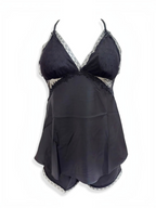 BROCK BELLE COM'ELLE black pajama set with lace trim camisole and matching shorts