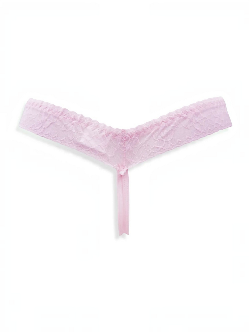 BROCK BELLE COM'ELLE light pink lace thong with delicate decorative pearl detailing in a soft polyamide blend