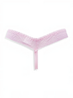 BROCK BELLE COM'ELLE light pink lace thong with delicate decorative pearl detailing in a soft polyamide blend