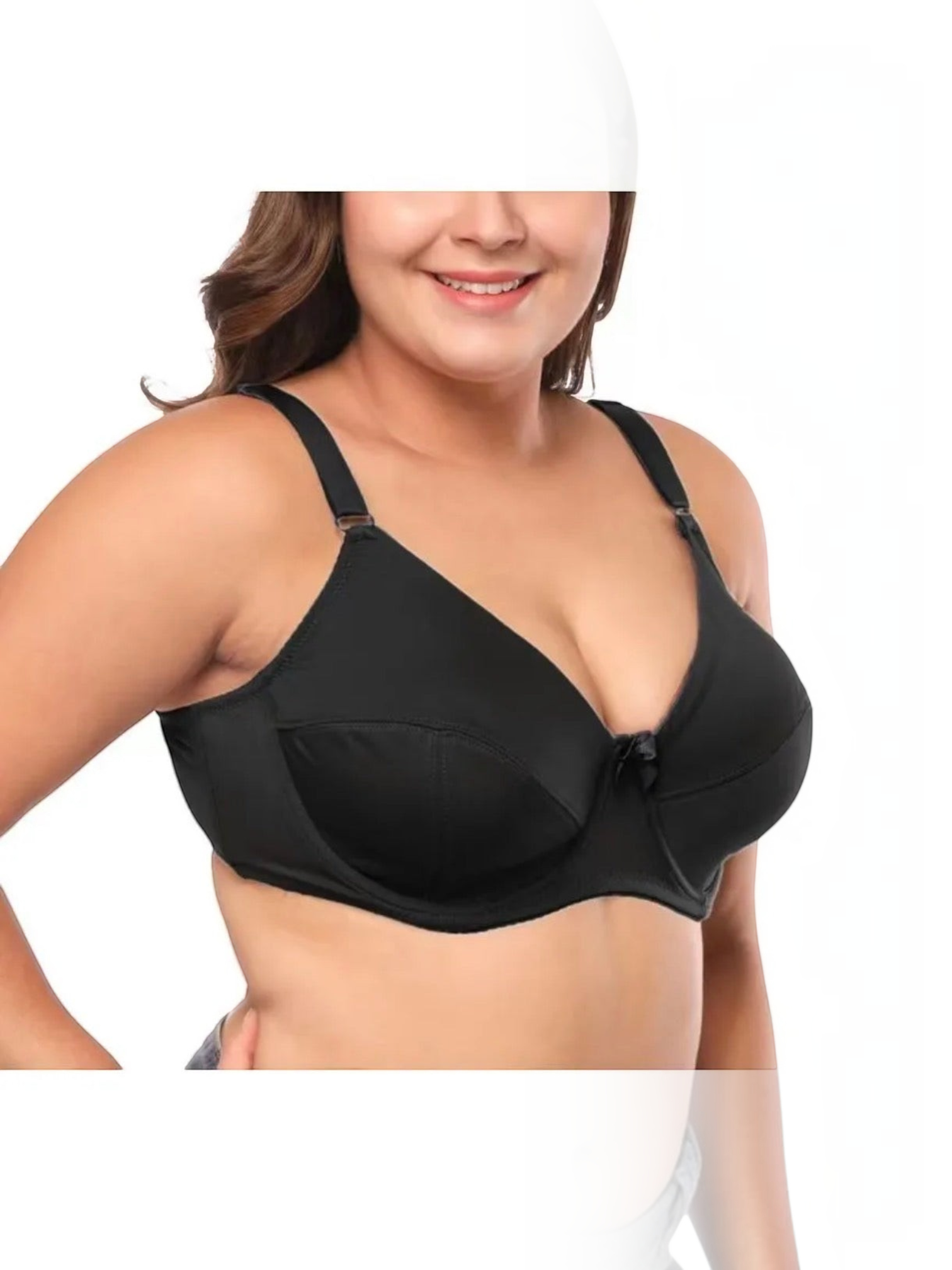BROCK BELLE COM'ELLE plus size black underwire bra with non-padded cups for optimal support and comfort
