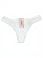 BROCK BELLE COM'ELLE white lace thong with stretch polyamide fabric and delicate floral trim detail