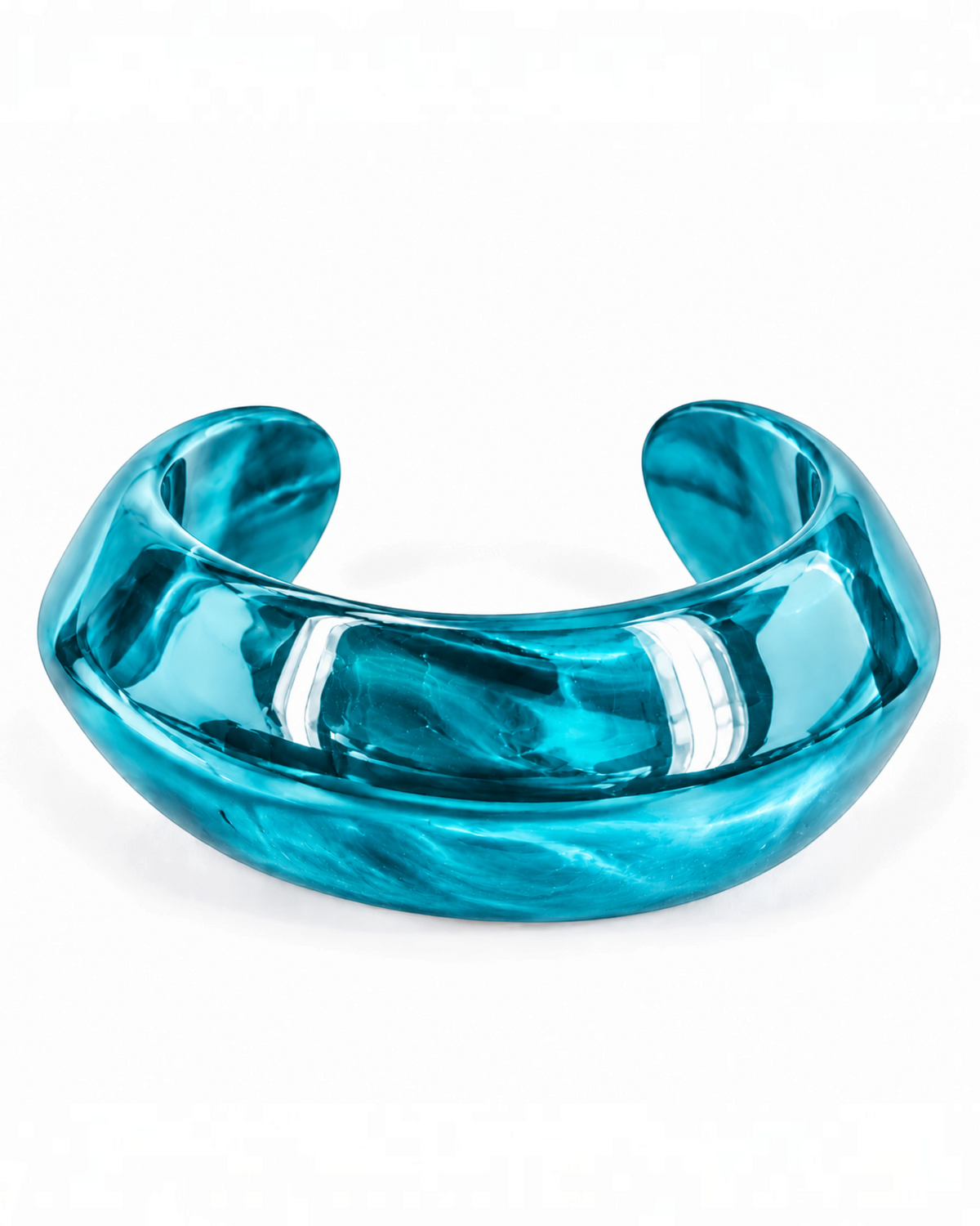 Bracelet jonc large et arrondi BROCK Orane en plastique bleu brillant