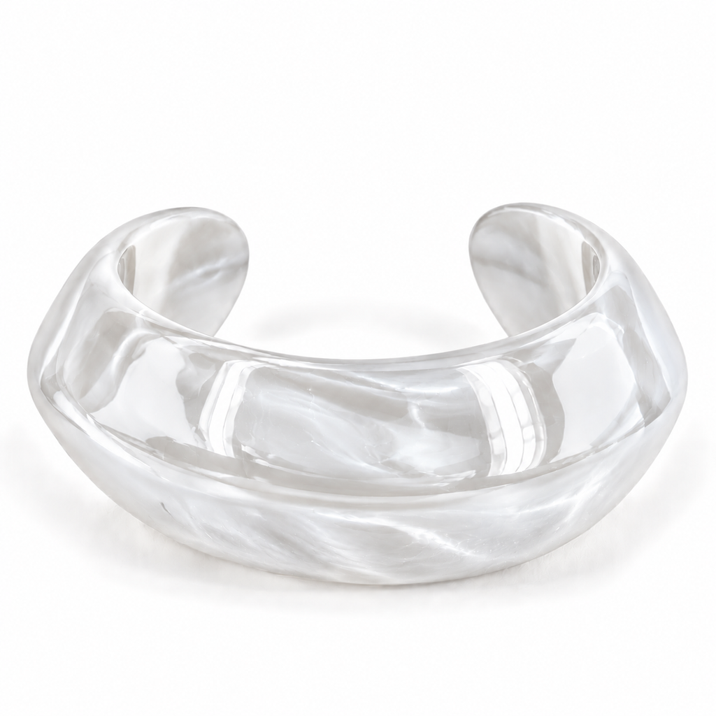 Bracelet jonc large et arrondi Orane BROCK en plastique transparent brillant