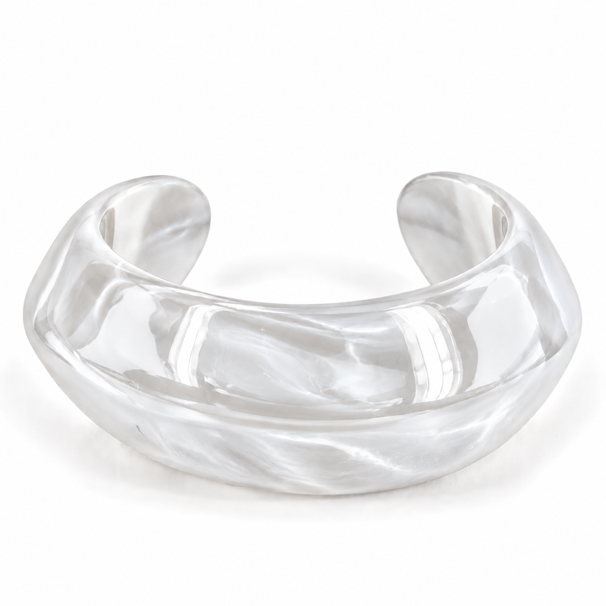 Bracelet jonc large et arrondi Orane BROCK en plastique transparent brillant