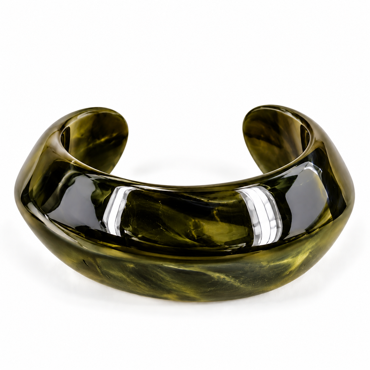 Bracelet jonc large et arrondi Orane en plastique vert brillant de la marque BROCK