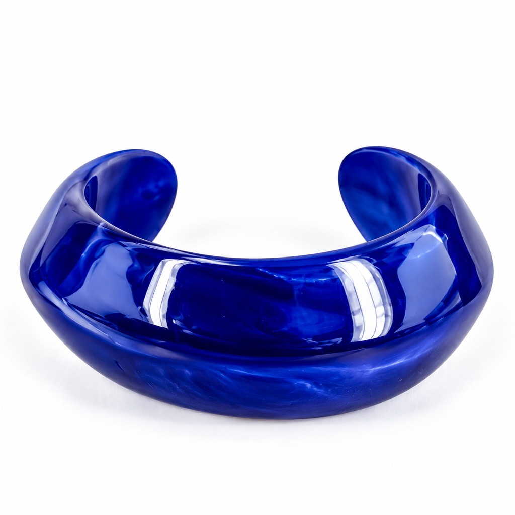 Bracelet jonc large et arrondi Orane bleu brillant en plastique de la marque BROCK