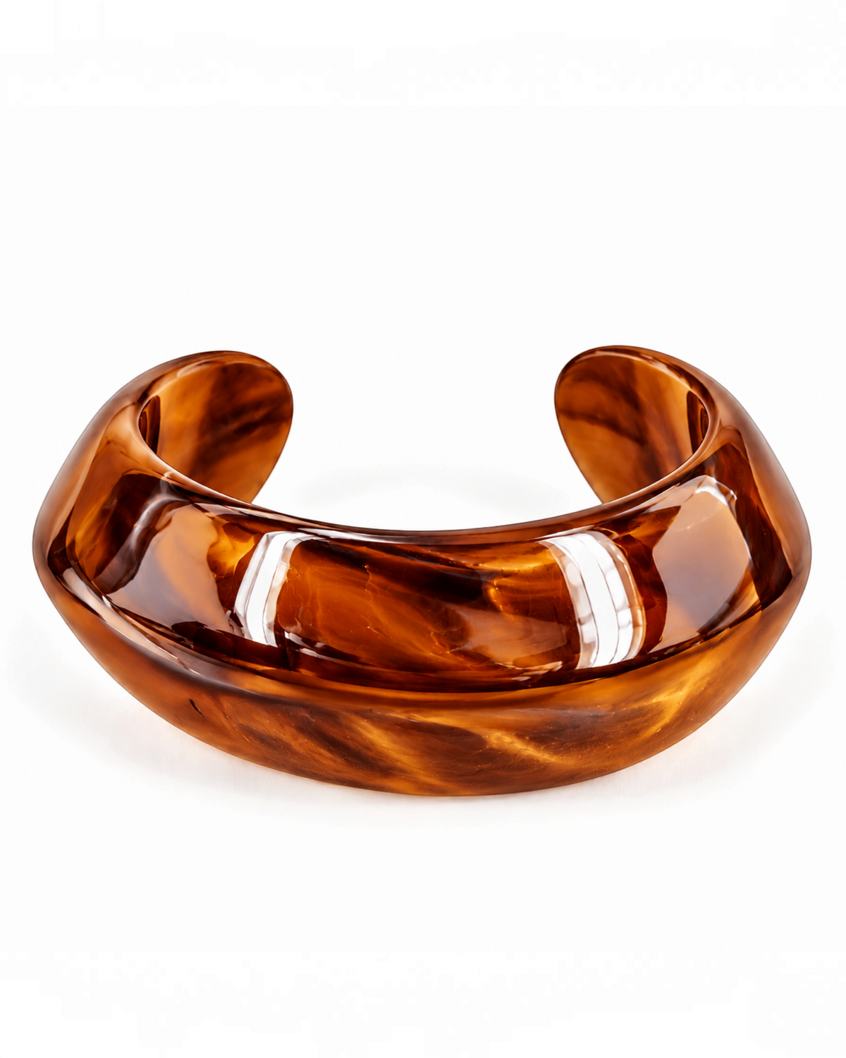 Bracelet jonc large et arrondi Orane en plastique marron brillant de la marque BROCK