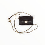 BROCK C.Clo mini crossbody bag in dark brown faux crocodile leather with a gold chain strap and logo detail