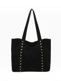 Cabas noir BROCK INES DELAURE en similicuir avec détails de clous dorés et fermeture zippée