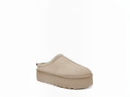 BROCK ERYNN beige cocooning mule with geometric trim and thick platform sole for casual comfort