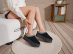 BROCK ERYNN Maria black cocooning ankle boots with geometric patterned trim and thick cushioned platform soles