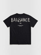 BROCK FIVE EVER black cotton short sleeve t-shirt with white typographic graphic print on the back
