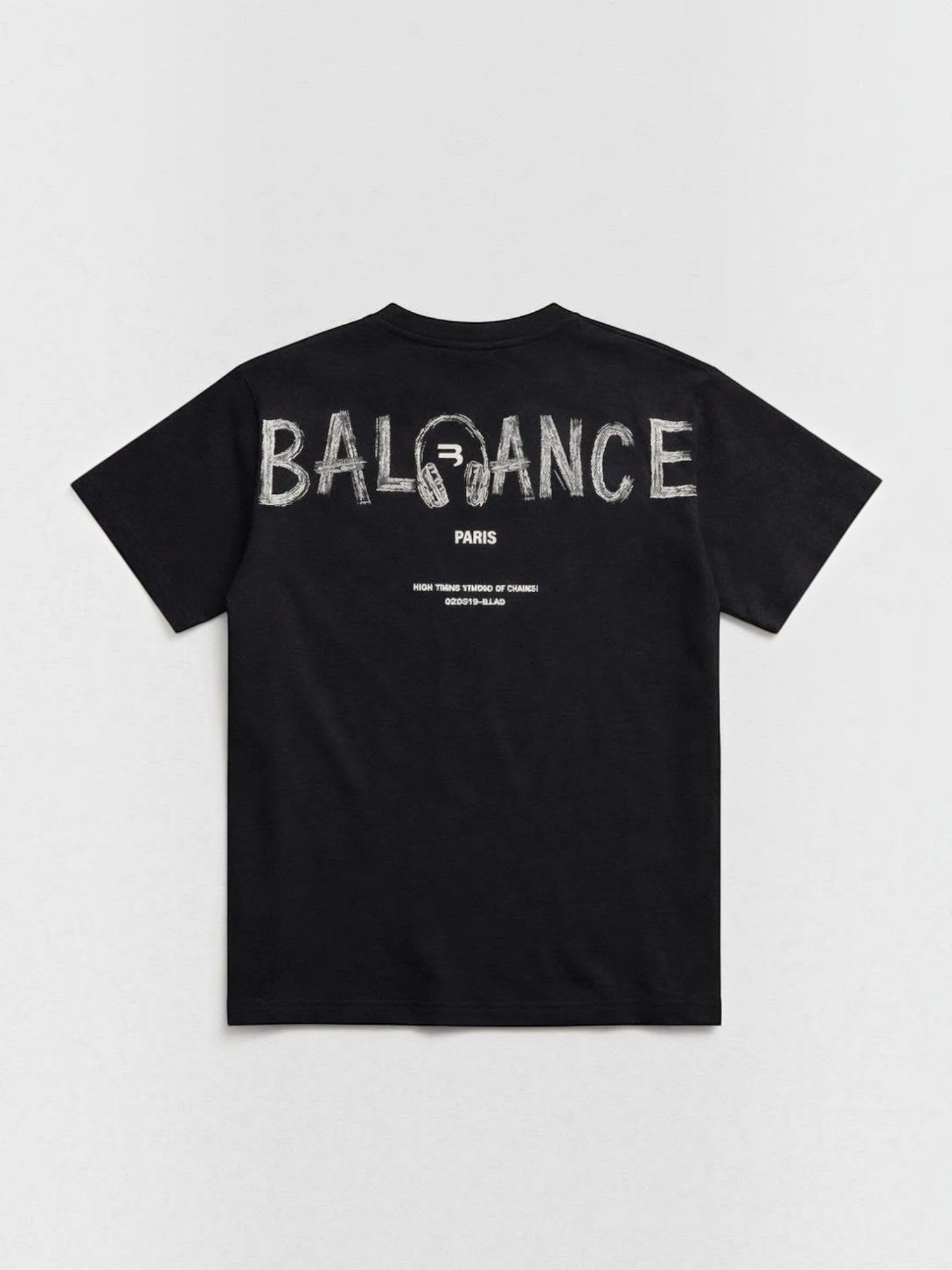 BROCK FIVE EVER black cotton short sleeve t-shirt with white typographic graphic print on the back
