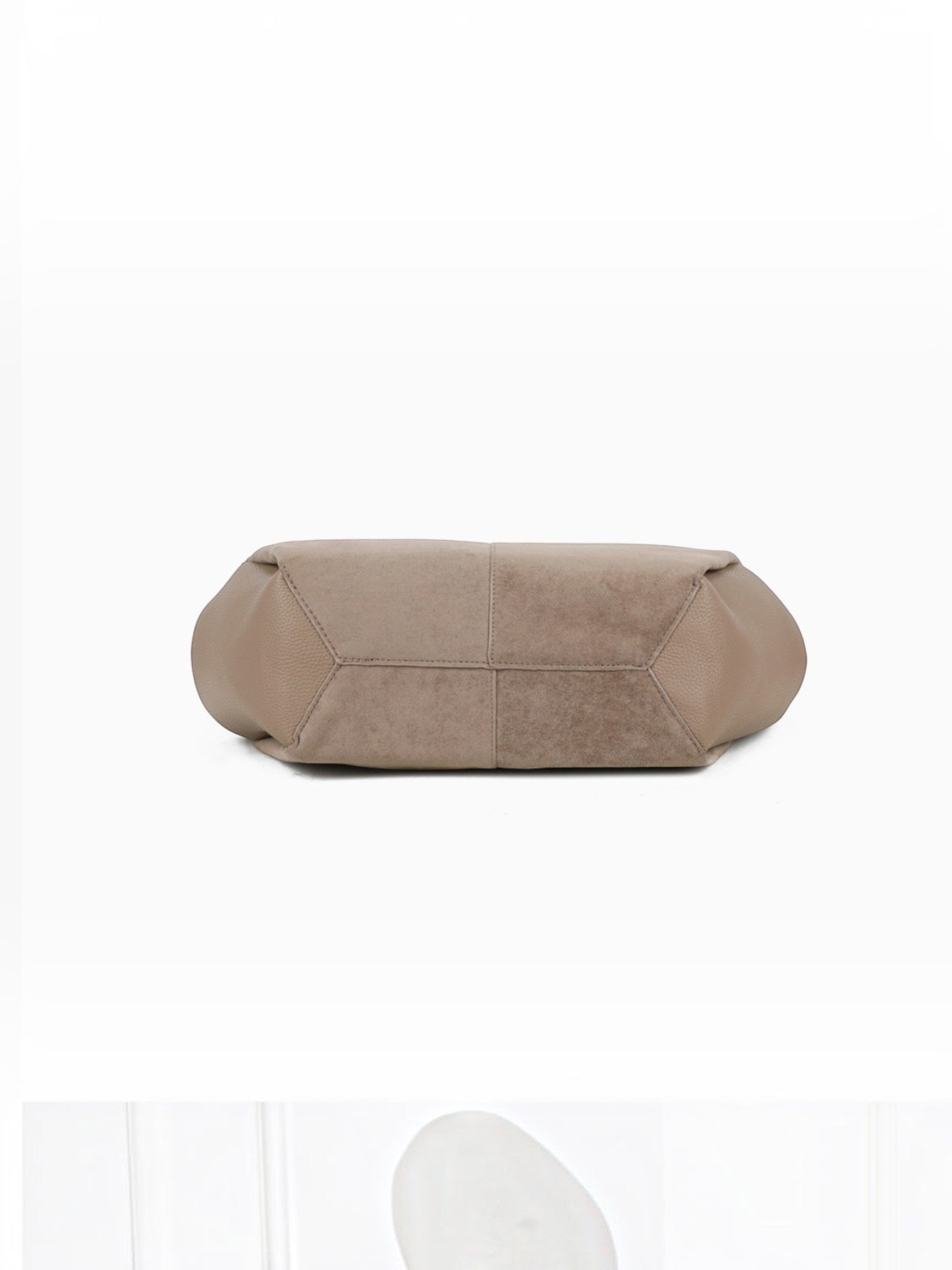 BROCK GALLANTRY Elyssa beige synthetic tote bag base view showing structured panel design
