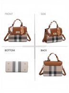 Mini sac à main BROCK GALLANTRY en cuir PU à carreaux avec poignée foulard et fermoir twist doré, vues multiples.