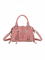Sac à main BROCK GALLANTRY en velours côtelé rose avec détails métalliques argentés et bandoulière ajustable