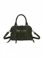 Sac à main BROCK GALLANTRY La Vinoria en velours côtelé vert olive avec détails métalliques argentés et bandoulière