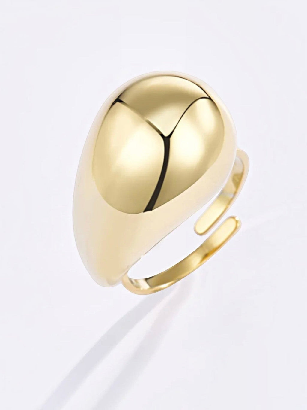BROCK gold-plated stainless steel oversized dome ring with an adjustable open band design.