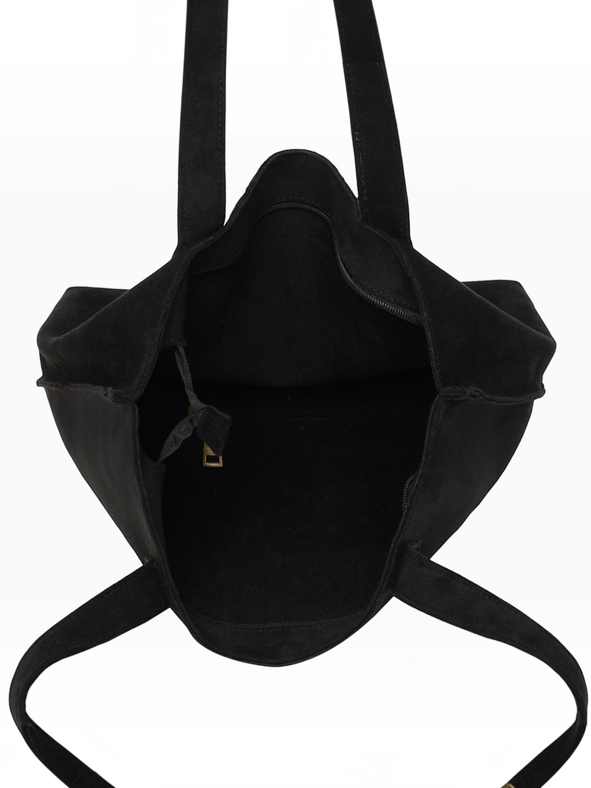 Vue de dessus du cabas zippé noir INES DELAURE de la marque BROCK avec ses anses et son intérieur spacieux