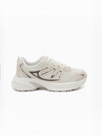 BROCK JOIA women's beige sport chic sneakers with breathable mesh, synthetic overlays, and a thick chunky sole.