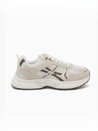 BROCK JOIA women's running sneakers in beige mesh and synthetic leather with a thick cushioned sole
