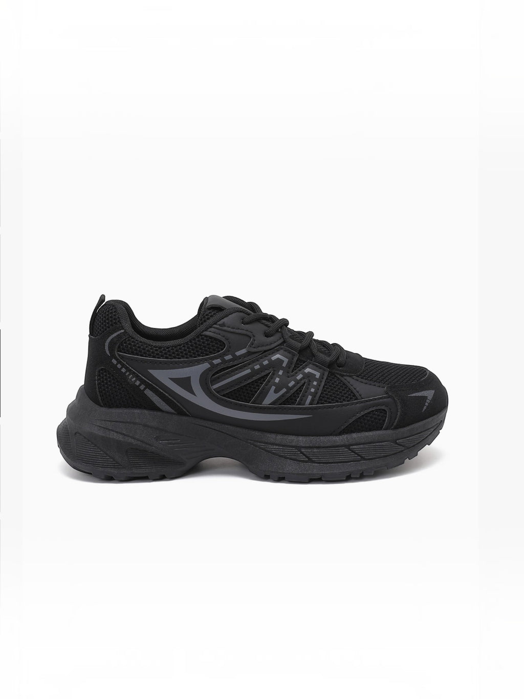 BROCK JOIA women's black chunky sole sneakers in breathable mesh and synthetic leather for a sporty casual look