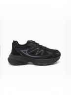 BROCK JOIA women's black chunky sole sneakers in breathable mesh and synthetic leather for a sporty casual look